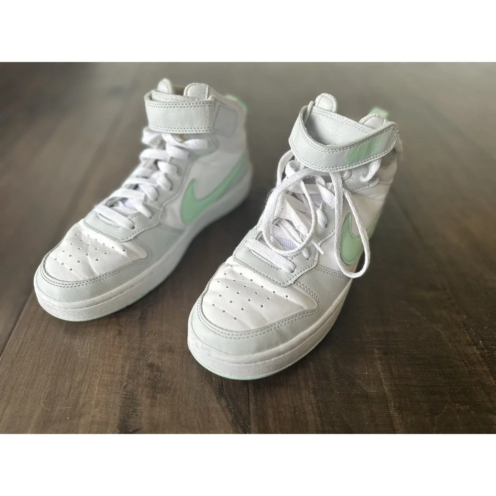 NIKE SIZE 6.5‎ YOUTH All Day Play High Top Sneakers White Mint Gray CD7782-011 - Picture 3 of 9